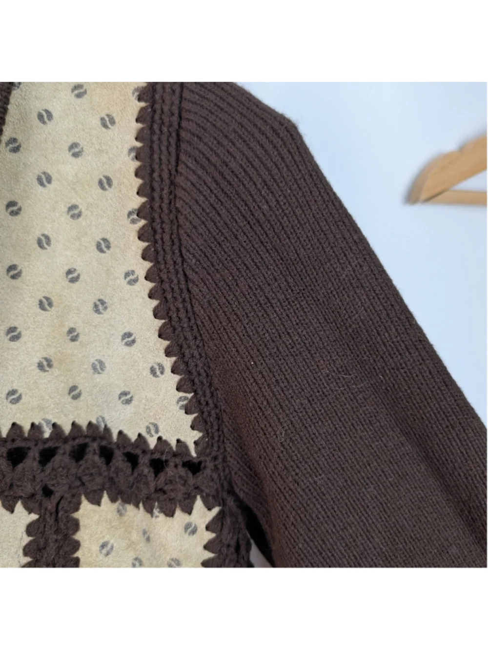 Vintage High Fashion Leather Floral Western Knit Woman S in VGUC Jacket Boho